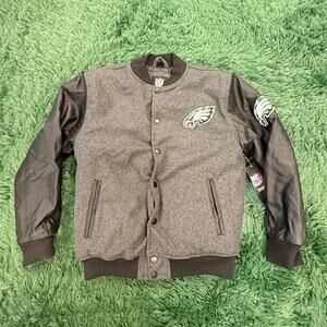 Youth NWT Philadelphia Eagles Black | Gray Bomber Style XL NFL Jacket New!